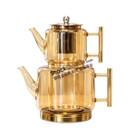 Premium Borosilicate Glass Teapot Set with Stainless Steel Lid, Stainless Steel Infuser, Stainless Steel Knob, Stainless Steel Composite Bottom, Induction Cooker Safe, 4 Colors Available